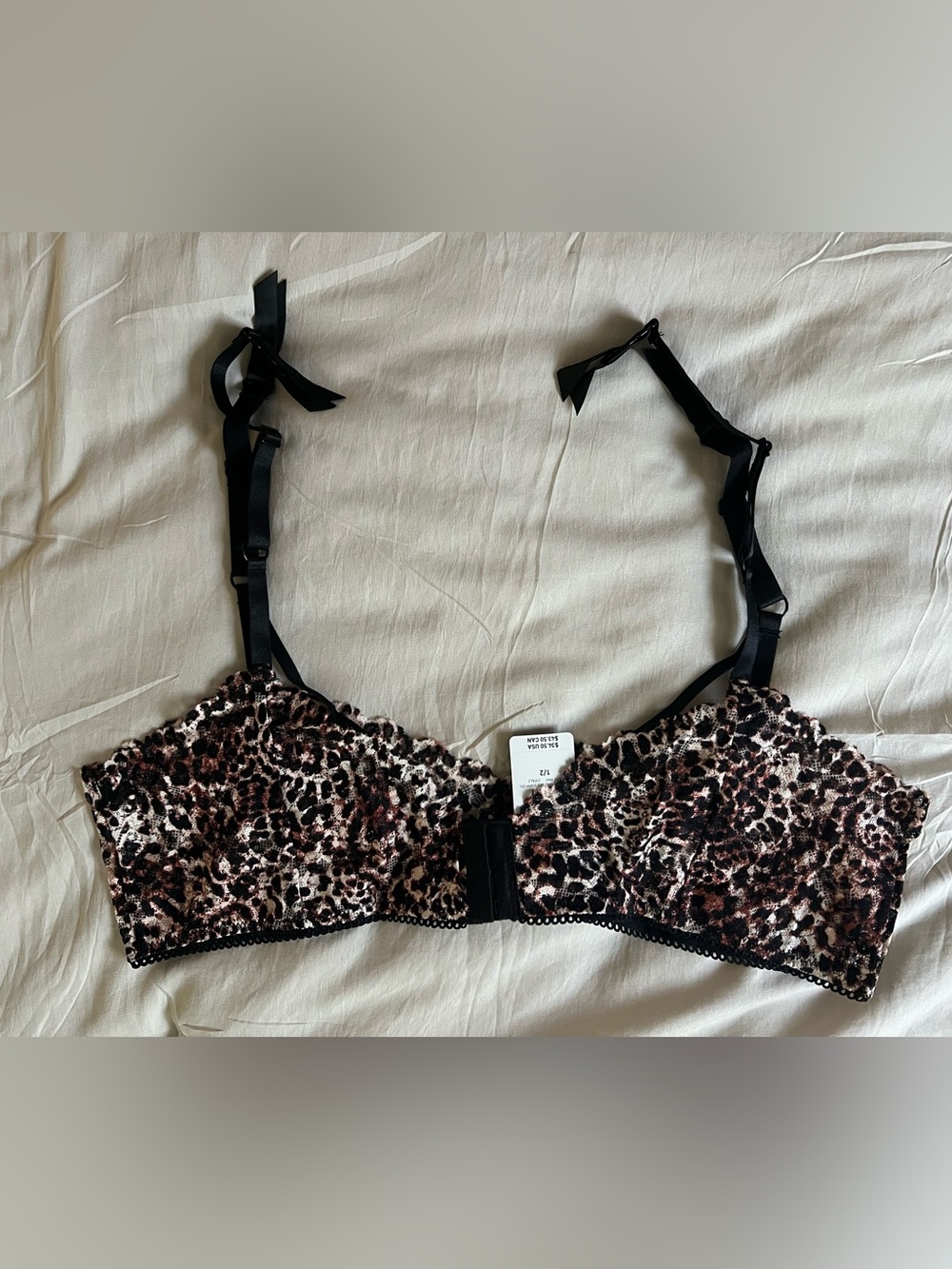 Leopard Print Lace-Trim garter belt - Black/Brown